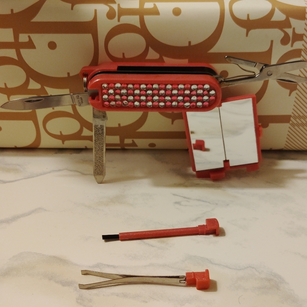 Red Multi-Tool Keychain with Rhinestones - Picture 5 of 6